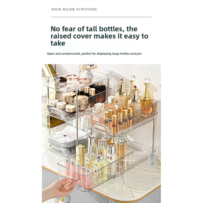 Professional Clear Plastic Cosmetic Organizer Multi-Tier Snack Shelf Skincare Storage Box for Bedroom Living Room Kitchen