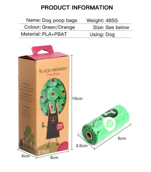 100% Compostable Cornstarchbags, Biodegradable Large Scented Dog Waste Bags Best Pet Care Poop Bags Eco