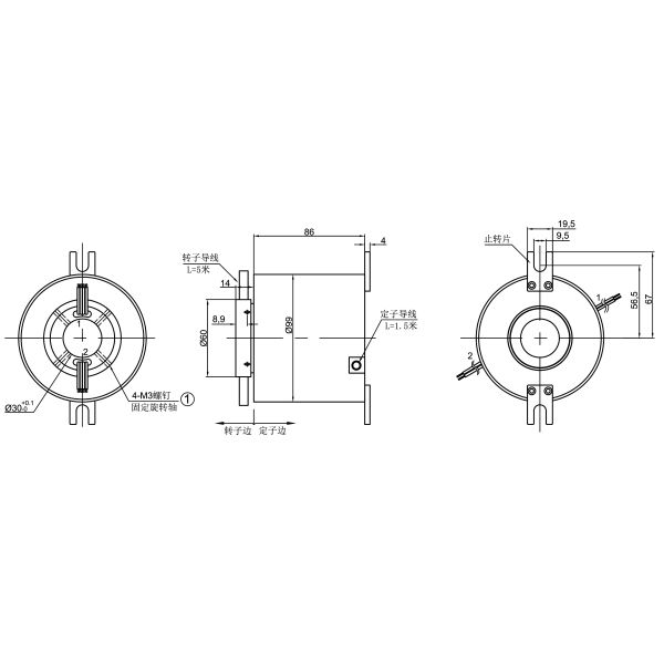 8 Channel Through Bore Slip Ring with 20A Current Rating and 1.18inch ID for Power Transmission