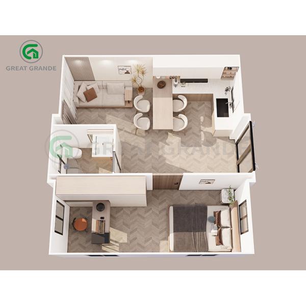 20ft Expanding House Manufacturer White Framed Yellow Wall Panels Resist Snow Rain