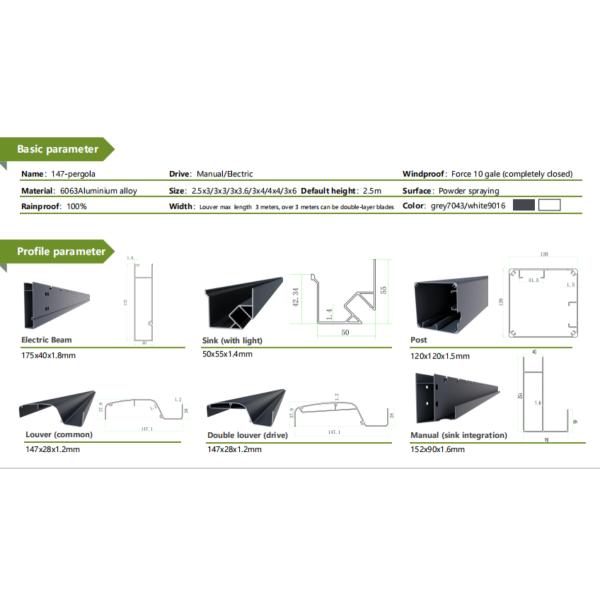 Pergola électrique et manuelle légère Durbale en aluminium pour espace de loisirs extérieur