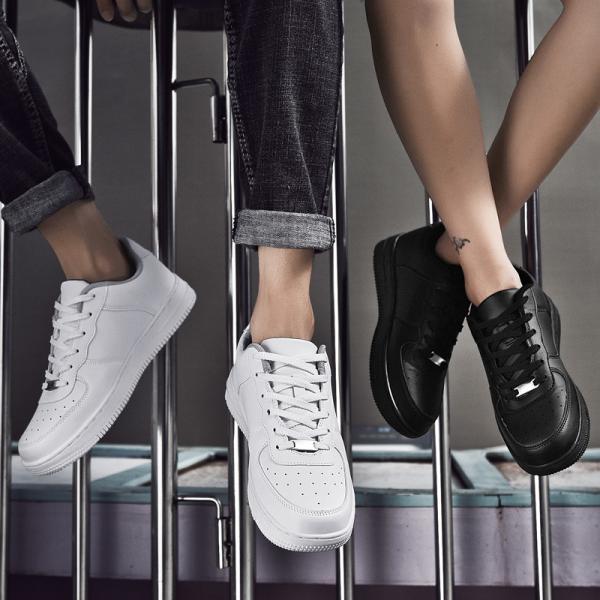 Custom Logo TPR Bottom Leather Casual Sneakers Breathable White Flat Sneakers