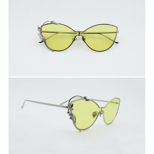 Fashion Cateye Sunglasses metal rims One Piece Style Shades Colorful lens UV 400