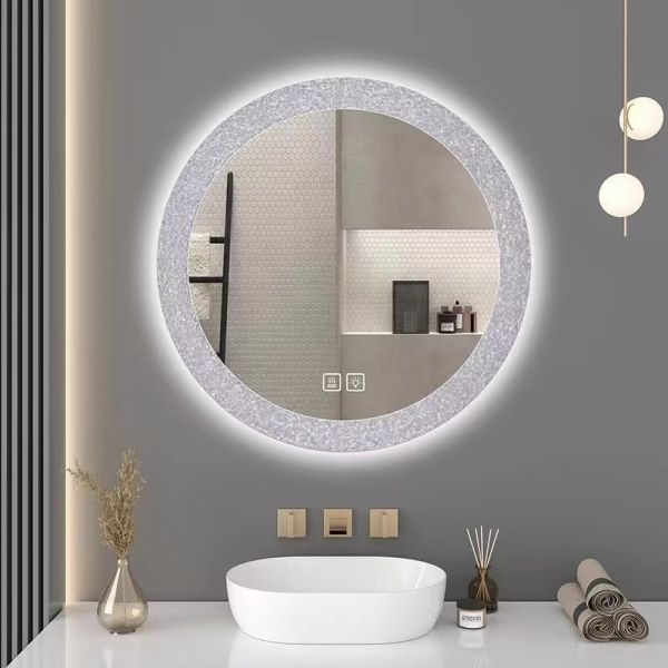 Modern Design Smart Round LED Lighted Bathroom Makeup Mirror with Touch Switch for Home Hotels Commercial Use for Apartments