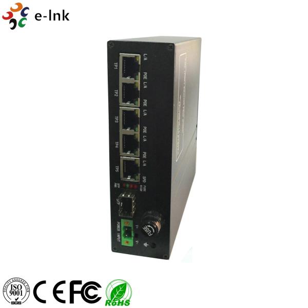interruptor industrial entrado 10-18VDC do ponto de entrada dos ethernet com 5 porto do gigabit POE+ 1 SFP dos portos
