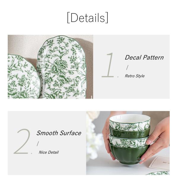 Ресторан Погода Роскошный зеленый керамический ужин с цветочным дизайном