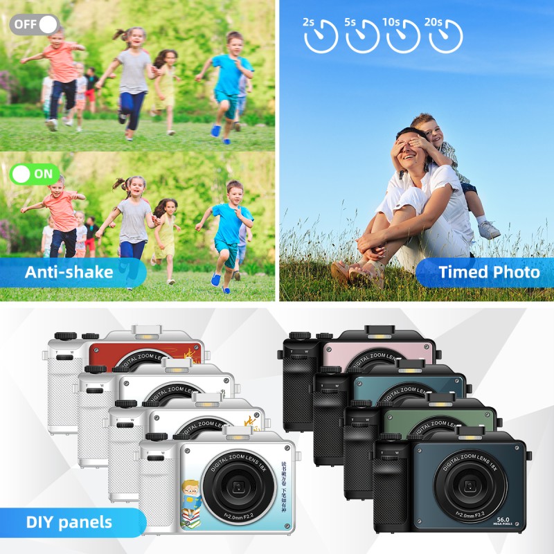 4K Vlog Photo Digital Camera Camcorder 56MP 3'' IPS Screen WiFi Digital Camera Recorder  for YouTube Vlogging