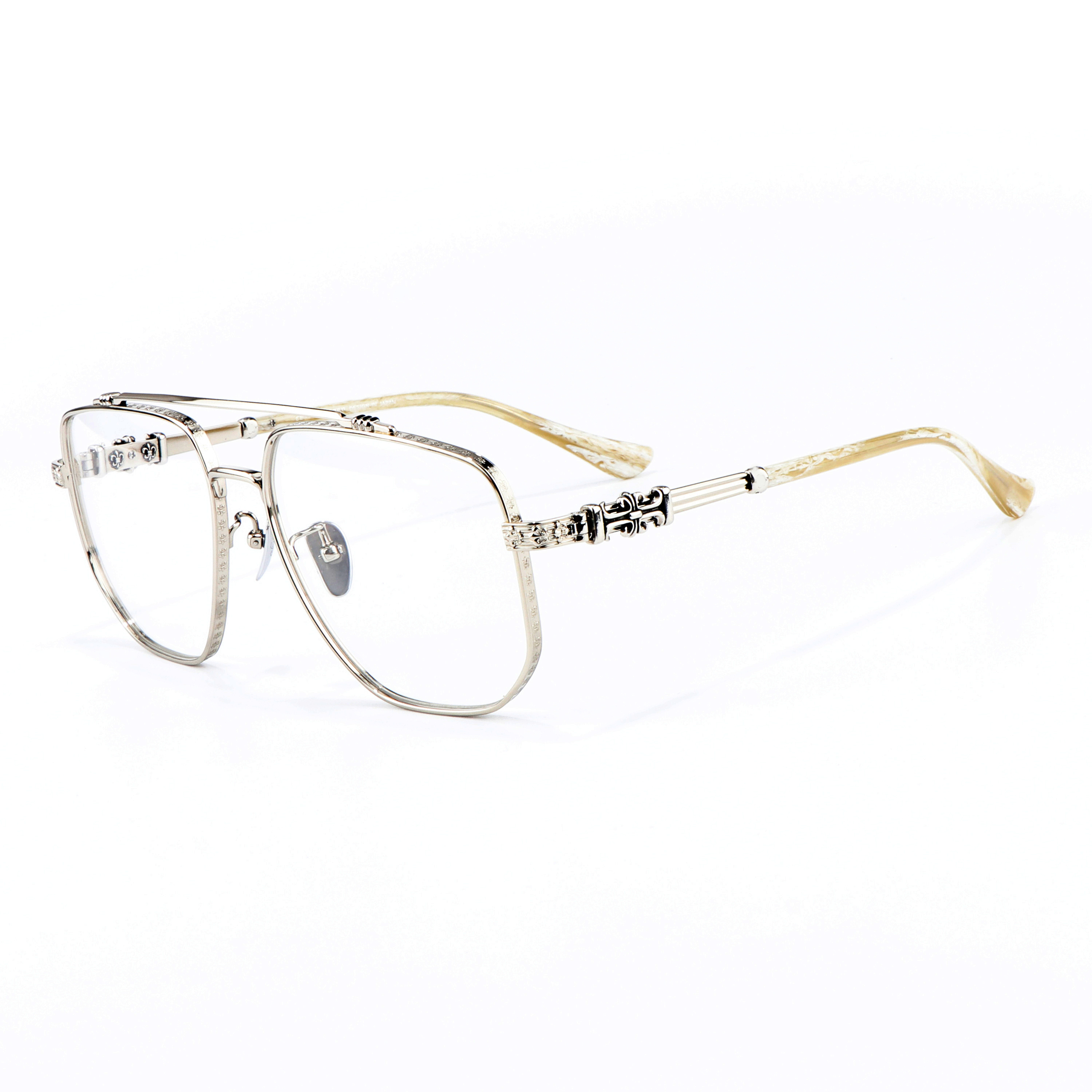 CH8077 High Quality Oversize Titanium Pilot Solid Y2K Luxury Brand Women Custom Made Party clear Frame Glasses for Unisex Men