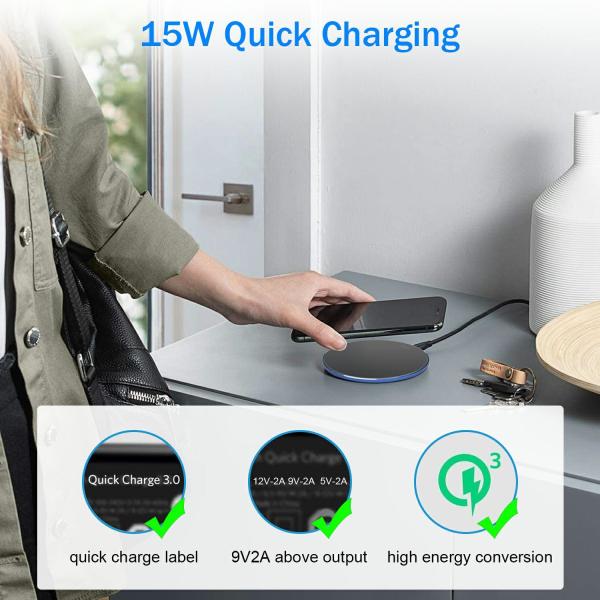 Portable  2 In 1  Qi Wireless Charging Pad 10W Mirror Surface For Mobile Phone