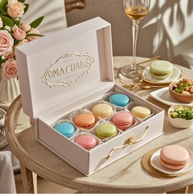 Magnetic Kraft Paper Gift Bakery Packaging Boxes For Macaron Doughnut