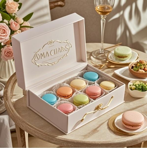 Magnetic Kraft Paper Gift Bakery Packaging Boxes For Macaron Doughnut
