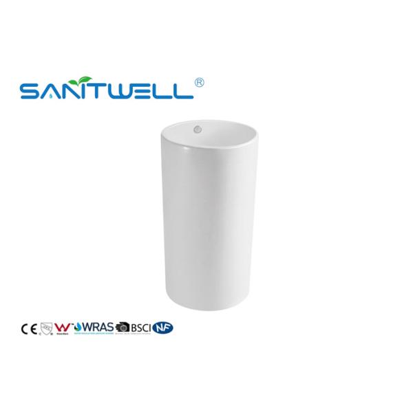 Standard Size Floor Standing Hand Wash Basin With Pedestal Solid Surface 460 * 460 * 830mm