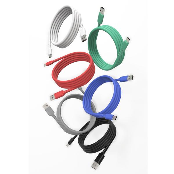 Cabo líquido macio do Usb à do Usb C do silicone, cabo verde do Usb de 5V 3A 3ft
