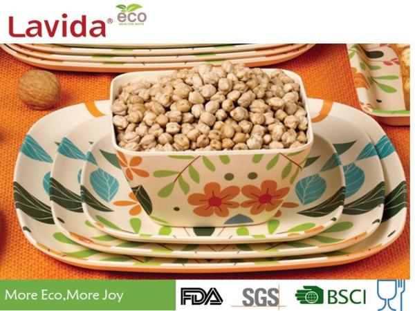 Long Last Print Bamboo Fiber Dinnerware , Custom Made Bamboo Dinnerware Dishwasher Safe