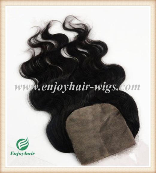 Silk top closure 4''x4'' peruvian virgin hair natural color,body wave 10''-24''J- part