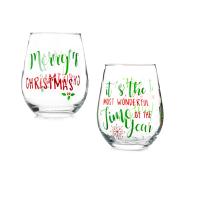Verre créatif décoratif de festival de Noël avec le décalque coloré