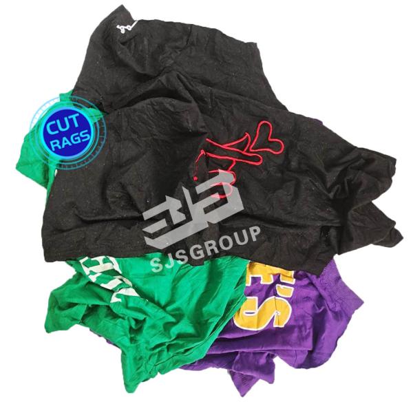 Grade B Dark color tshirt cut piece cloth cotton & synthetic cotton rag 10kg bag rags