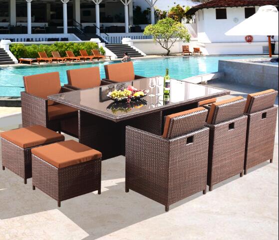 Leisure Aluminium Outdoor Garden wicker chair PE Rattan patio Backyard table and chairs