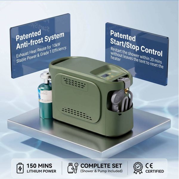 Portable Tankless Gas Water Heater Instant Gas Hot Water Camping Space Saving