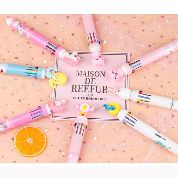 Escola de oficina Tinta roja 6 colores bolígrafo dibujo animado Diseño creativo de mano de cuenta de bolígrafo