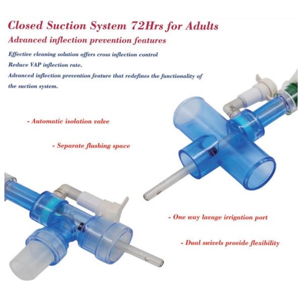 BESDATA DISPOSABLE CLOSED SUCTION SYSTEM ETT 24HRS 72 HRS LONG-TERM MONITORING ADULT PEDIATRICSECRETION REMOVAL