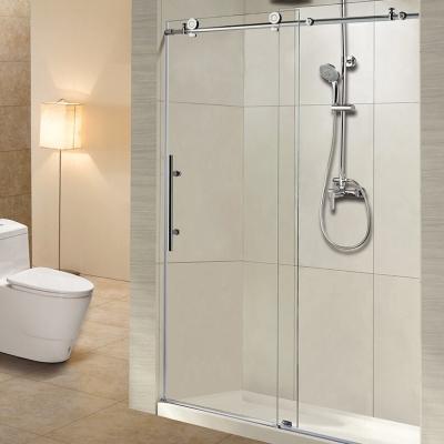 Custom Sliding Tempered Glass Shower Screen Stainless Steel Hanging One Shaped