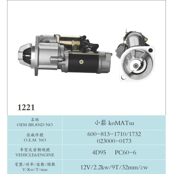12V Truck , NIKKO STARTER MOTOR Imported Material Mining Industry Komatsu 600-813-1710/1732 023000-0173 4D95 PC60-6