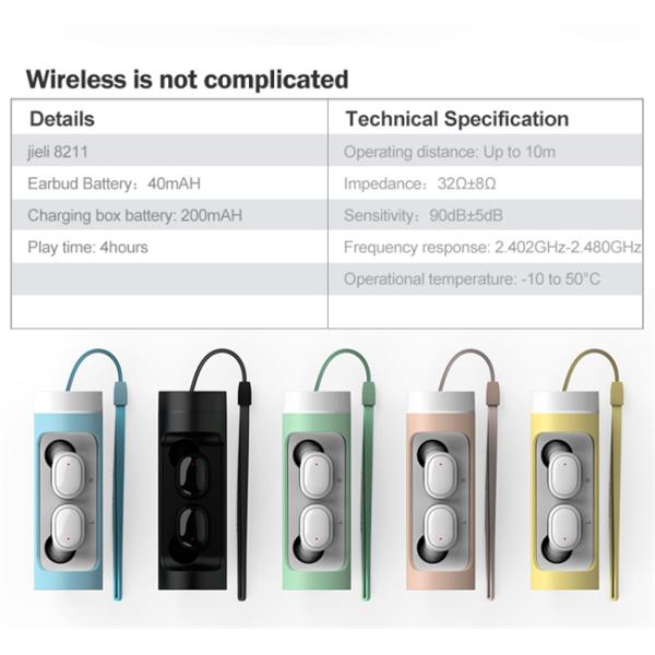 Macaron In Ear Water Resistant Bluetooth Earphones ROHS Approved