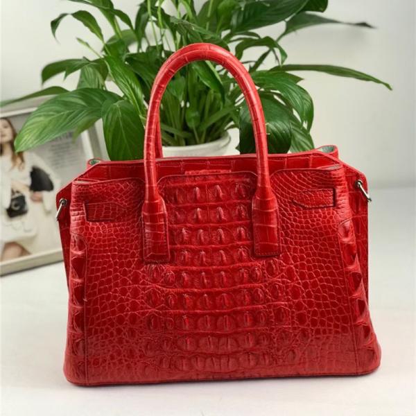 Authentic Crocodile Leather Women Top-handle Handbag Female Large Shoulder Bag Genuine Alligator Skin OL Lady Work Purse