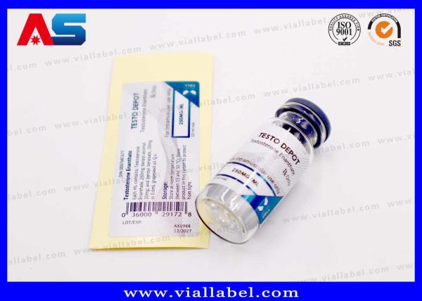 10 ml de etiquetas para usar en los viales de inyección estériles, pegatinas personalizadas con colores metálicos.
