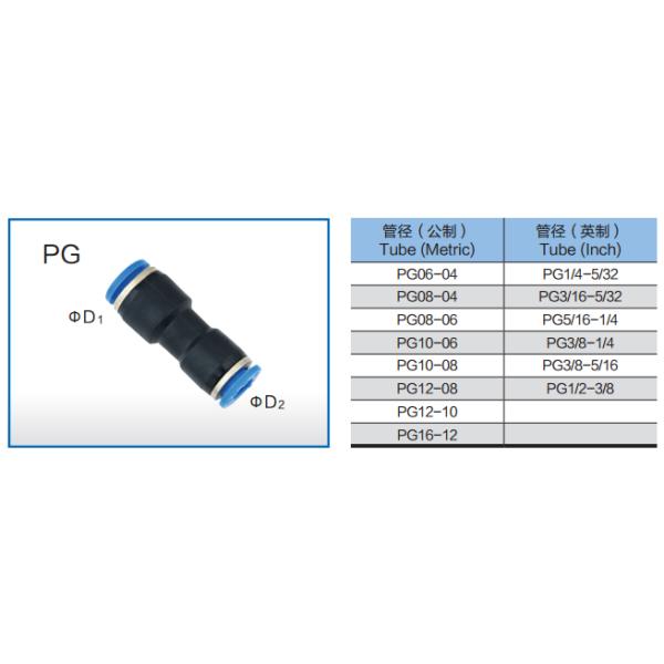 PG Two Way Straight Thread Die - down Brass Nickel Plated Pneumatic Tube Fitting