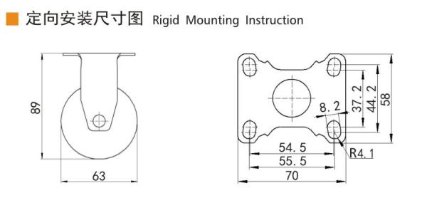 EDL Light Duty 2.5inch 80kg Plate TPU Caster by Rigid, Swivel and Brake type