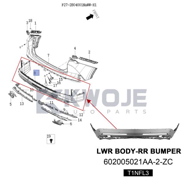 OEM 602005021AA-2-ZC Upgrade Body Rear Bumper For Jetour X70 Plus 2025