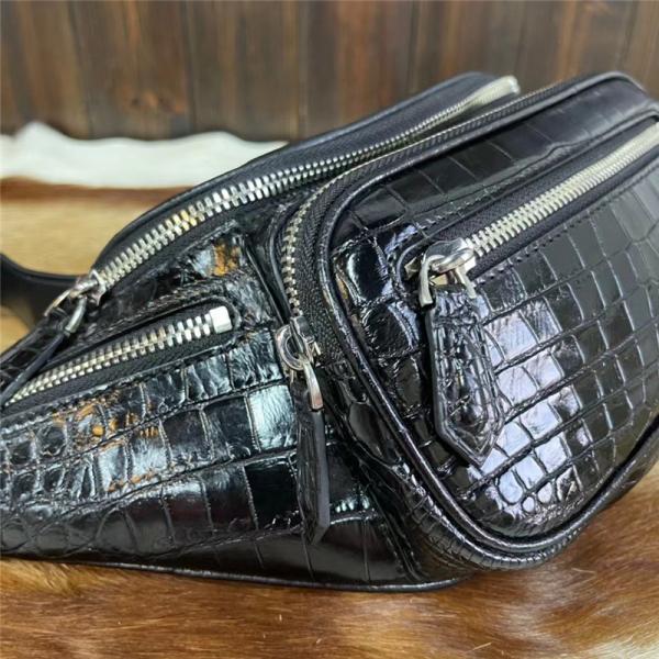Casual Style Authentic Alligator Skin Men's Small Waist Packs Exotic Genuine Crocodile Leather Male Travel Chest Bag