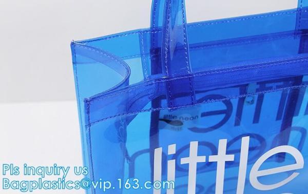 PVC soft pouch bag with round, packaging bag with embroidery recyclable quilt packaging bag, Handle Bag, PVC Shopping Ba