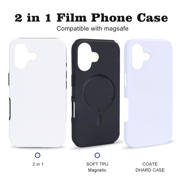 Film Sublimation Phone Case Strong Magnetic Blank Mobile Phone Cases White For iPhone 16