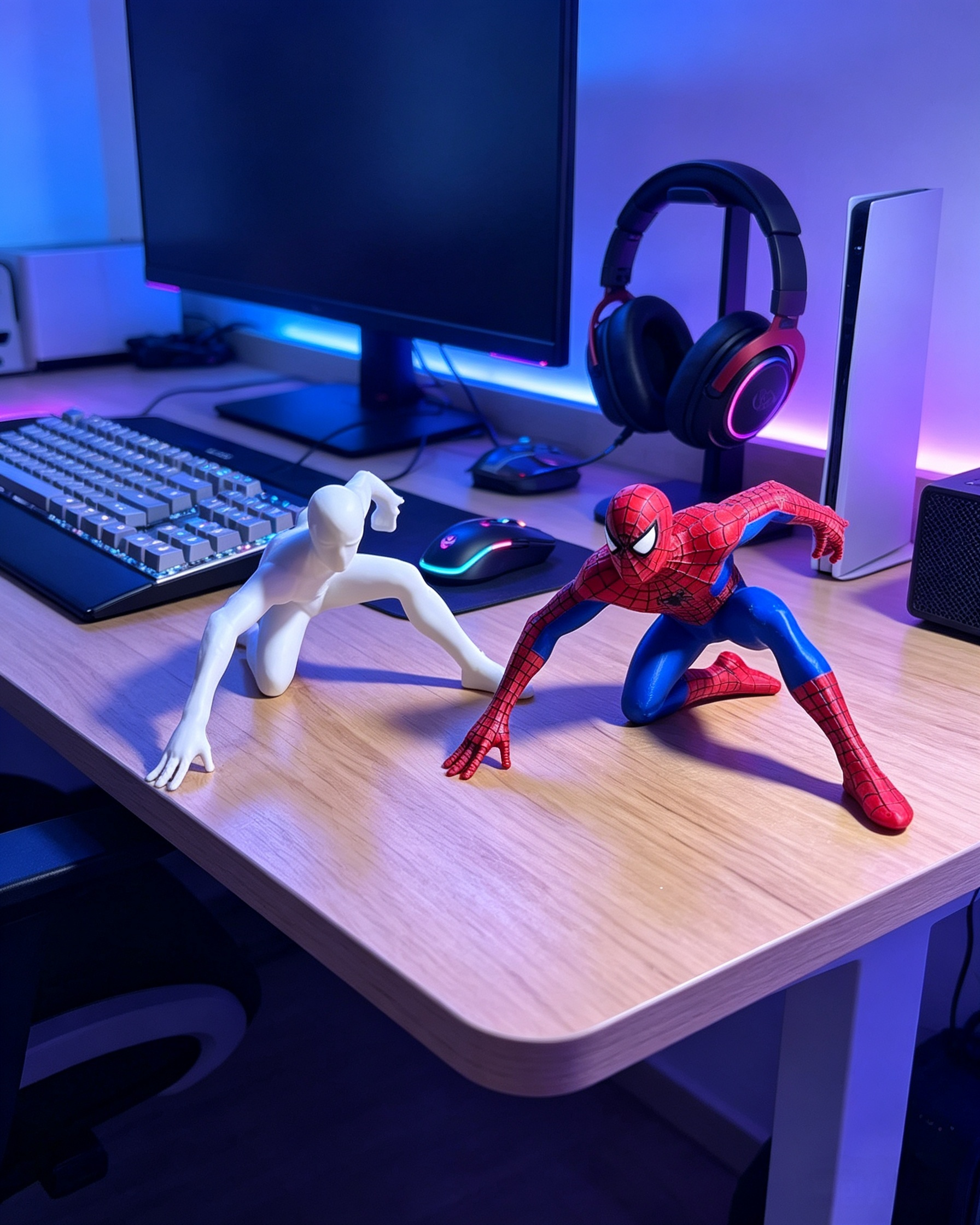 Classic 3D Printed Toys Sanding Painting Crouch Pose Mini Superhero Figurines