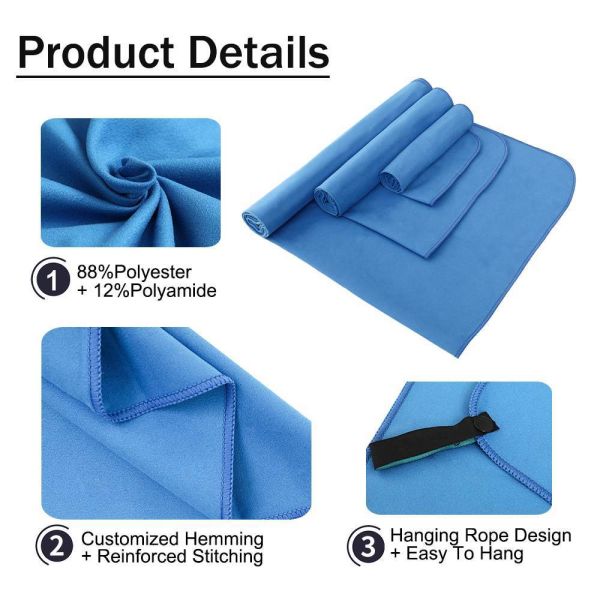Customizable Sports Adult Size 200gsm Polyester Microfiber Gym Towel