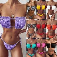 Maillots de bain sexy élégants de natation de costumes de cordon à chaînes sexy de bikini pour l'été carré rose du bikini UPF50++ de forme de femmes