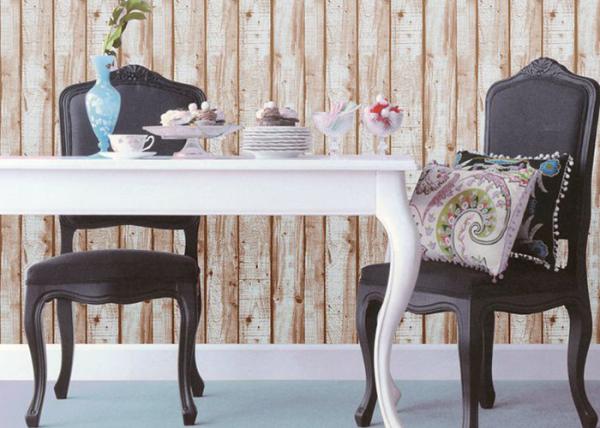 Wood Pattern American Natural Style 3D Home Wallpaper PVC For Living Room