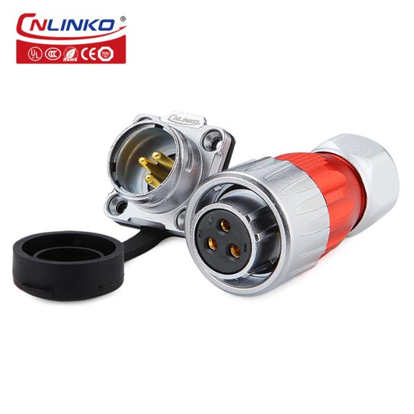 Cnlinko 1 / 4 Bayonet Connect Metal Shell IP68 Waterproof Connector 20A 3 Pin Plug Socket