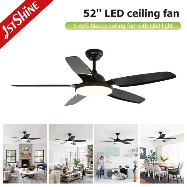 52inch Black ABS Blades 6 Speeds Remote Control LED Ceiling Fan Light with Copper Motor