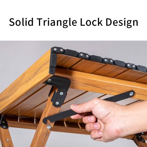 Aluminum Folding Camping Table 60x60cm 3.9kg Wood Grain