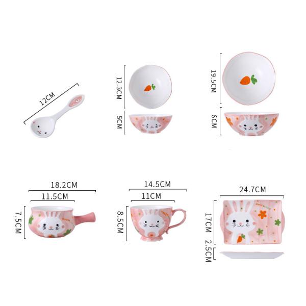 OEM ODM Pink 21pcs Childrens Ceramic Dinner Set Home Hotel Use