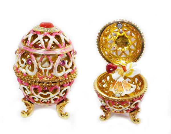 Vintage Style Hand Painted  Easter Egg Jewerly Trinket Box Love Angel Jewelry Box Faberge Egg Jewerly Trinket Box