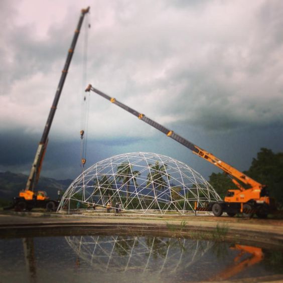 Poweder Coated Diameter 20m Geodestic Large Dome Tents With Big Steel Tubes