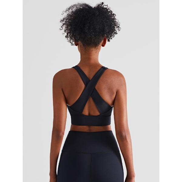 Gathered Full Coverage Ladies Sports Bra Tops Wirefree Cross Back Yoga Bra Workout