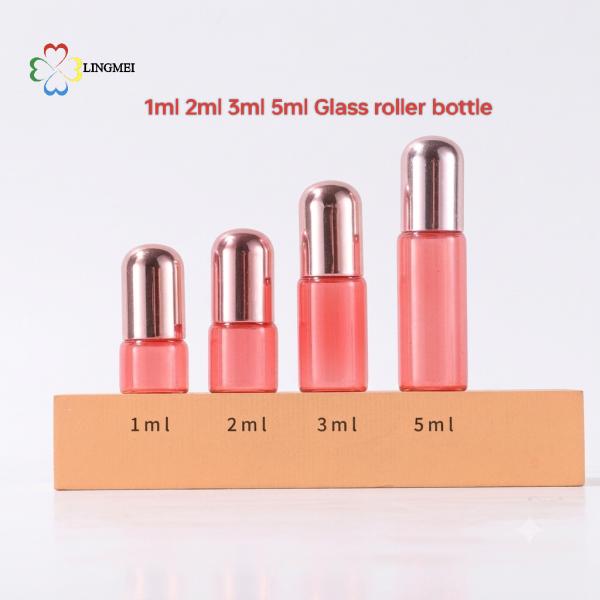 Premium UV Electroplated Rose Gold Glass Roller Bottles | 1ml 2ml 3ml 5ml Mini Essential Oil & Perfume Vial for Travel