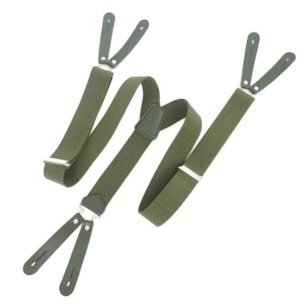 O Suspender do verde do exército arfa suspensórios da parte traseira dos homens 3.5cm Microfiber Y