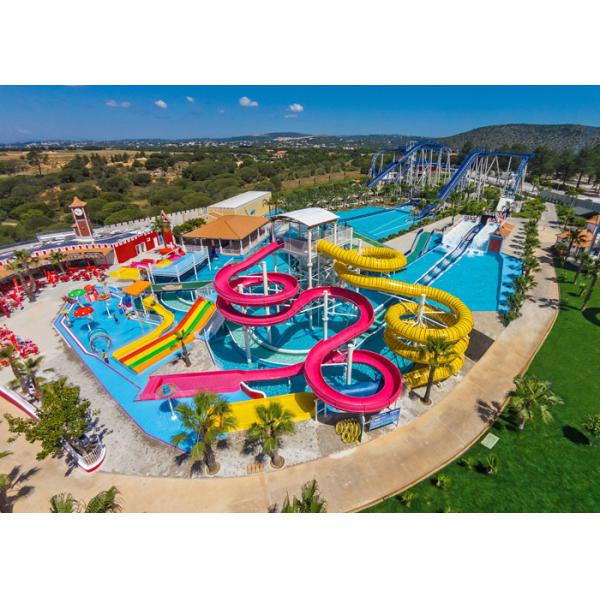 Stimulating High Speed Spiral Water Slide Water Park Equipment 12 Months Warranty